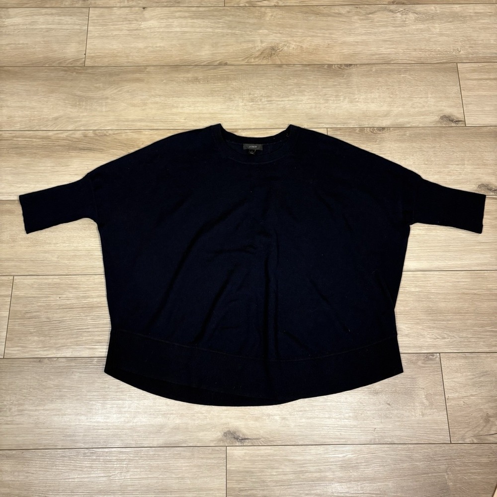J. Crew Dolman Sleeve Black Solid Short Sleeve Knit Top Small Boxy Crewneck S‎